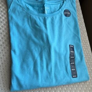 Brand new lands,end women blue light turquoise tee crew neck size large